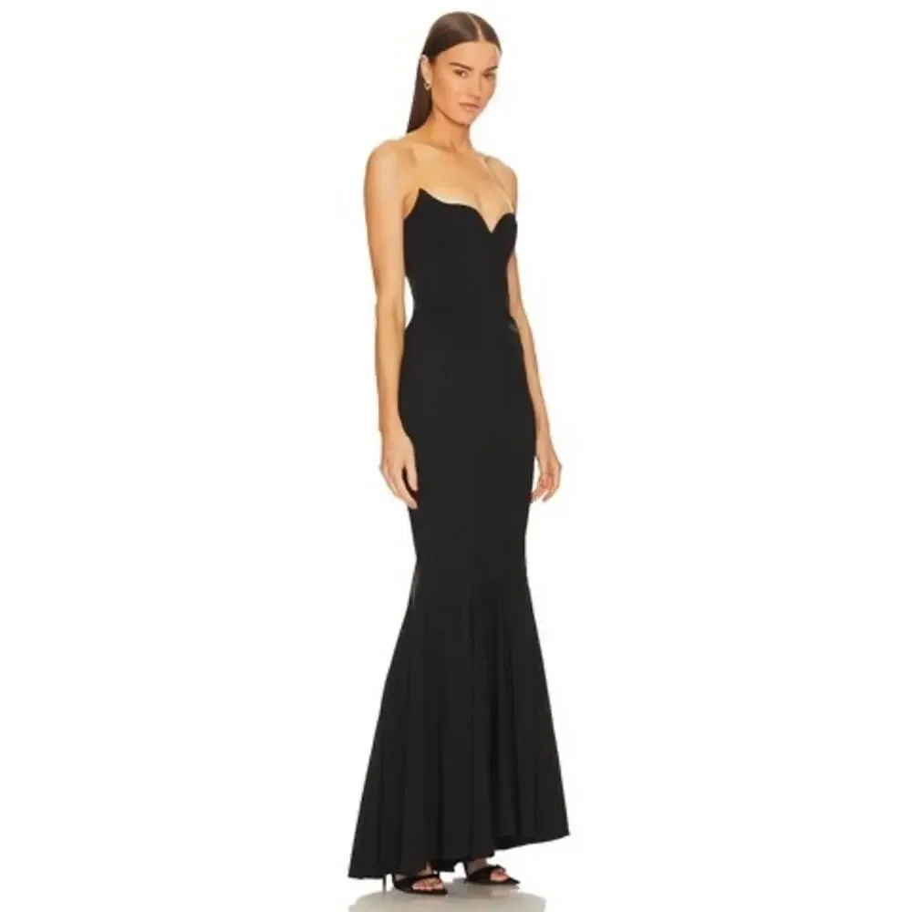 Strapless Black Maxi Evening Gown